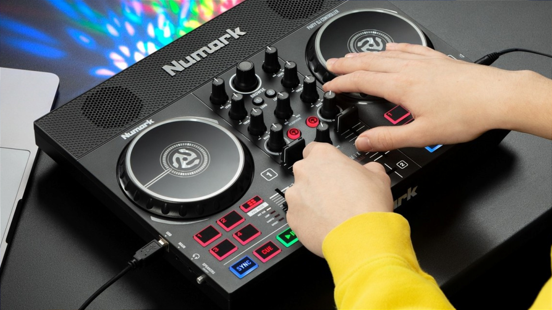 Controlador de DJ Numark Party Mix Live com Luzes e Alto-Falantes